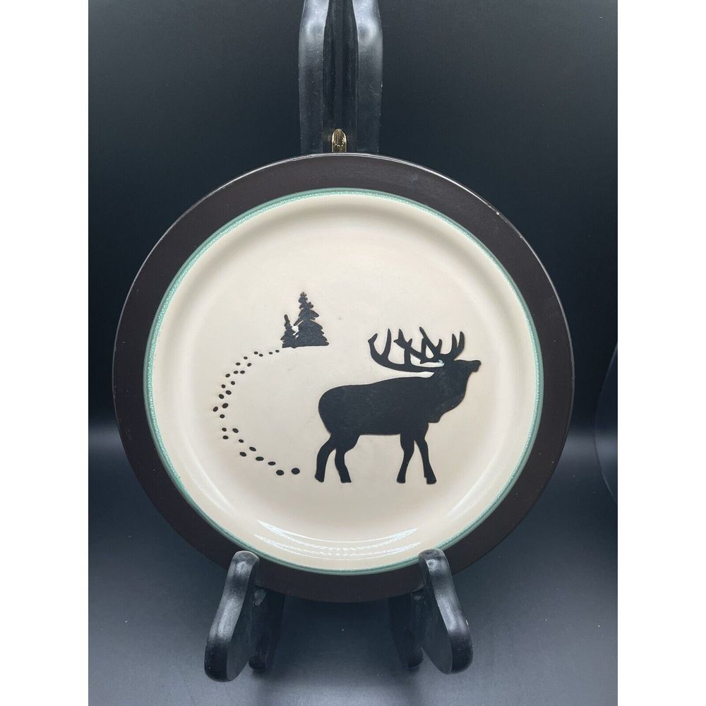 Bass Pro Shops 8" Salad Plate Moose In The Woods Pines Stoneware Set‎ of 3